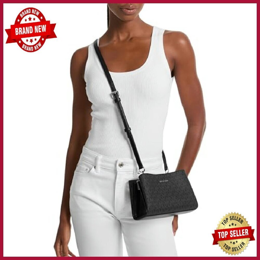 Small Crossbody Bag, Signature Logo Canvas, Gold-Tone Studs, 8.5x5.5x3 - Picture 4 of 4